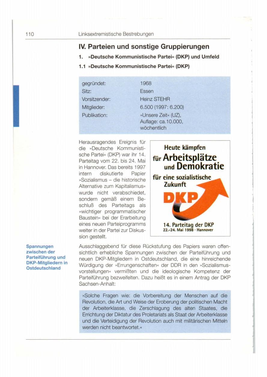 Seite 111 des Verfassungsschutzbericht 1998 Bund