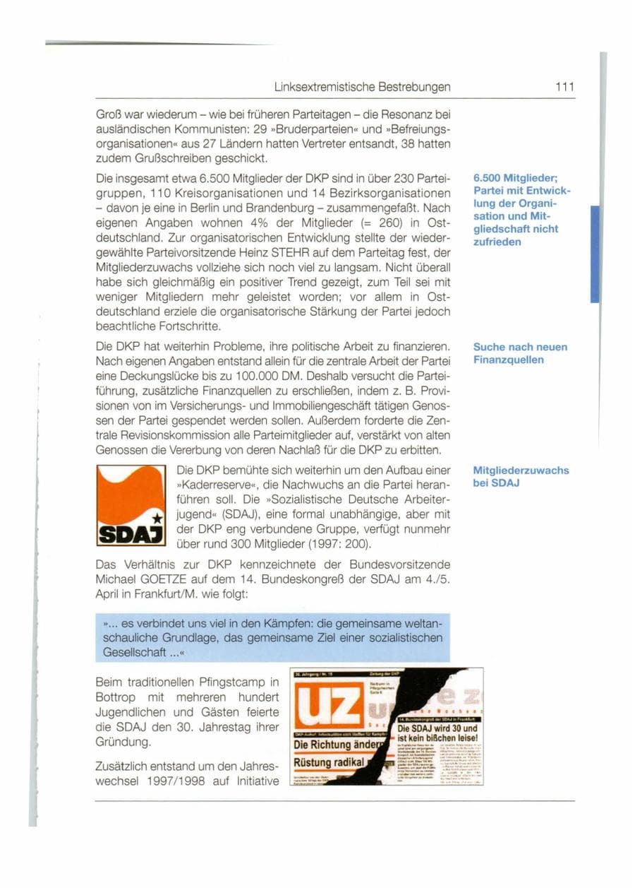 Seite 112 des Verfassungsschutzbericht 1998 Bund