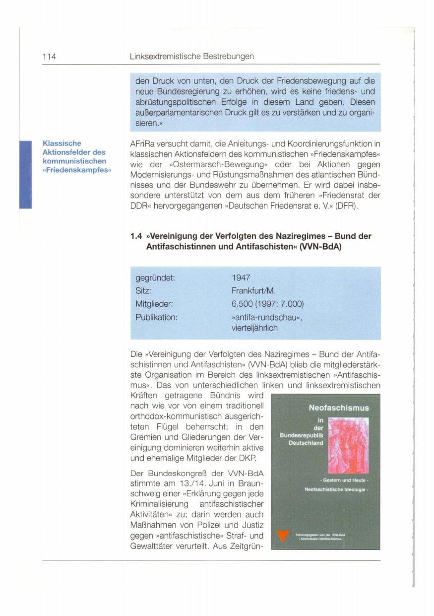 Seite 115 des Verfassungsschutzbericht 1998 Bund