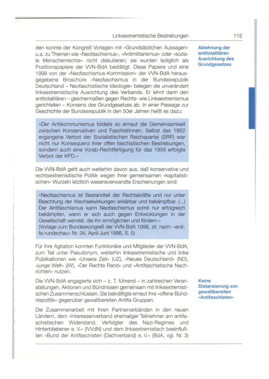 Seite 116 des Verfassungsschutzbericht 1998 Bund