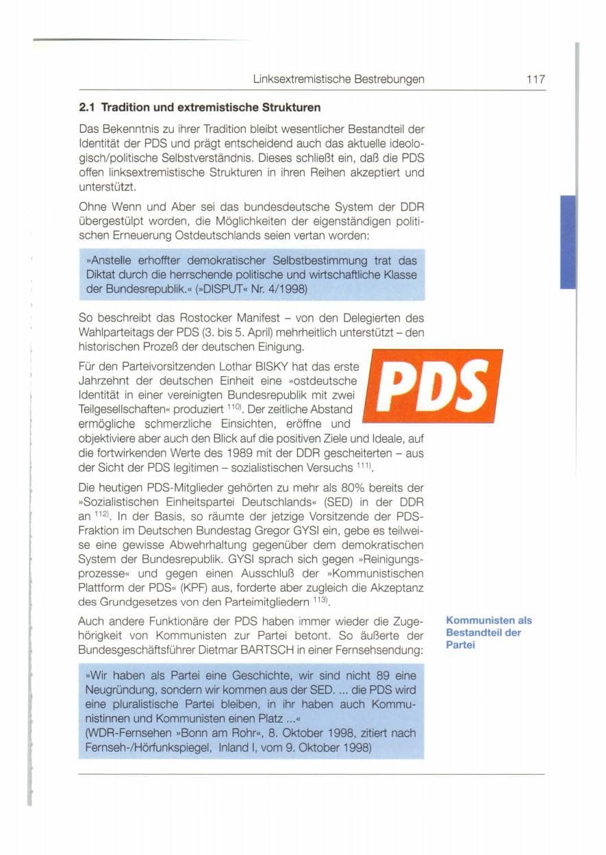 Seite 118 des Verfassungsschutzbericht 1998 Bund