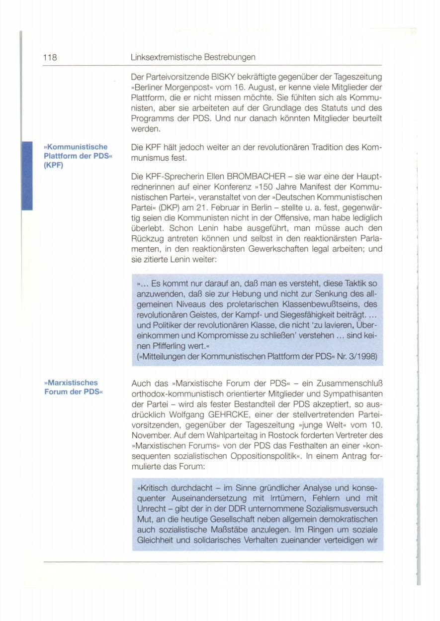 Seite 119 des Verfassungsschutzbericht 1998 Bund