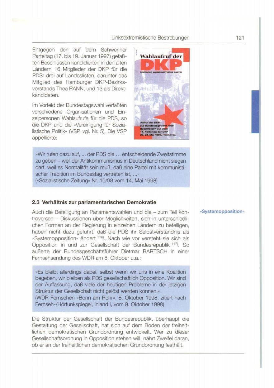 Seite 122 des Verfassungsschutzbericht 1998 Bund