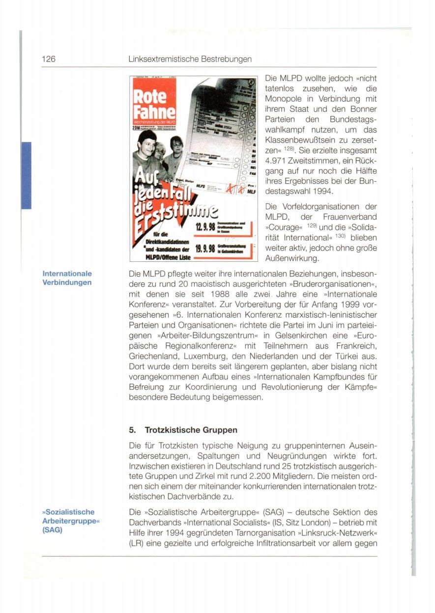 Seite 127 des Verfassungsschutzbericht 1998 Bund