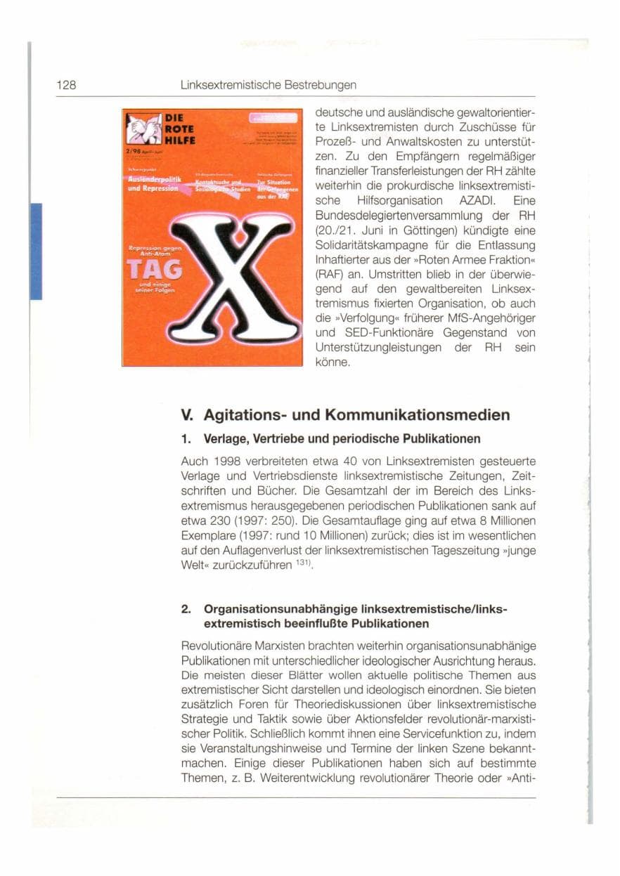Seite 129 des Verfassungsschutzbericht 1998 Bund