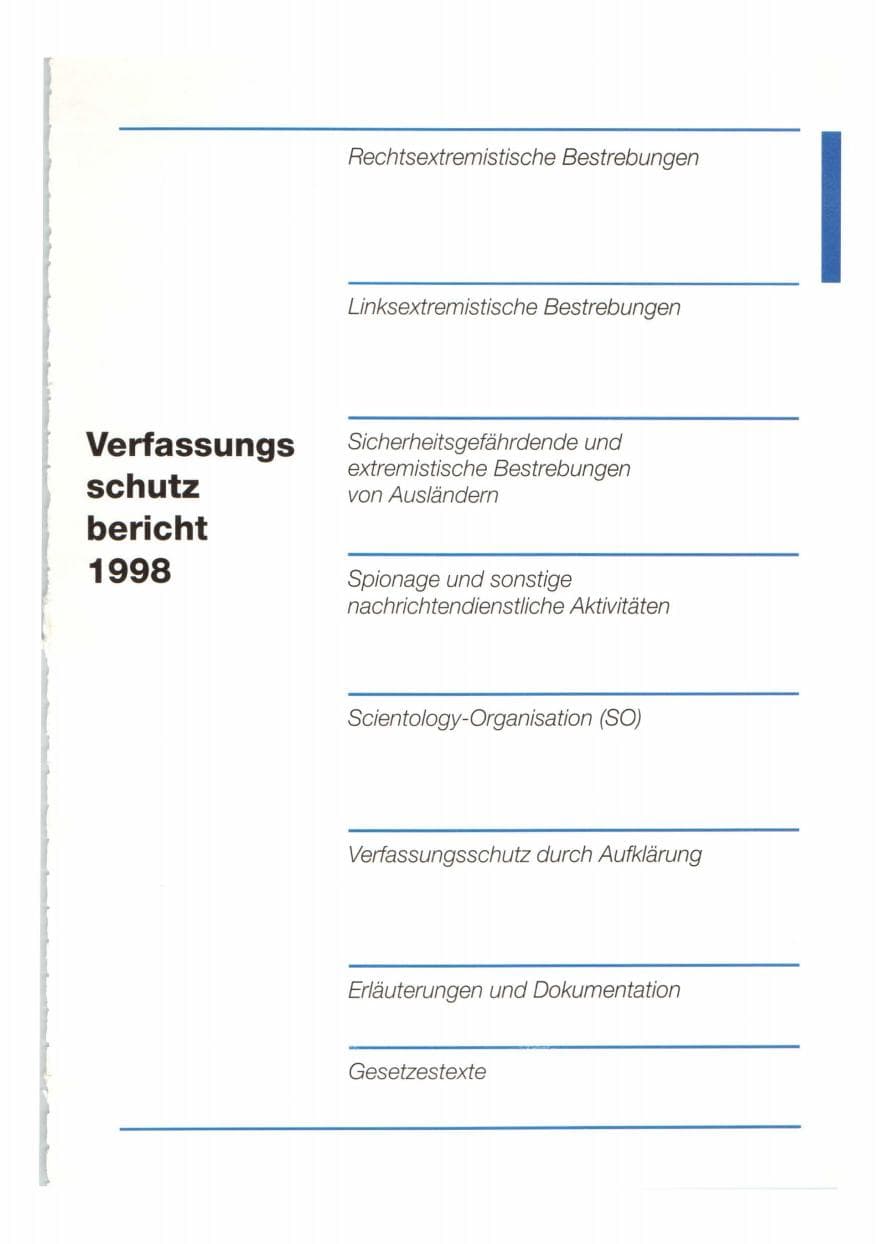 Seite 14 des Verfassungsschutzbericht 1998 Bund