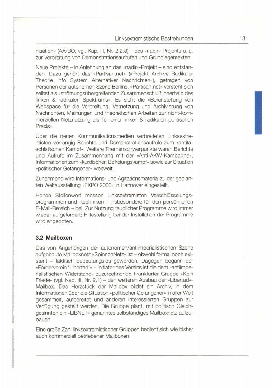 Seite 132 des Verfassungsschutzbericht 1998 Bund