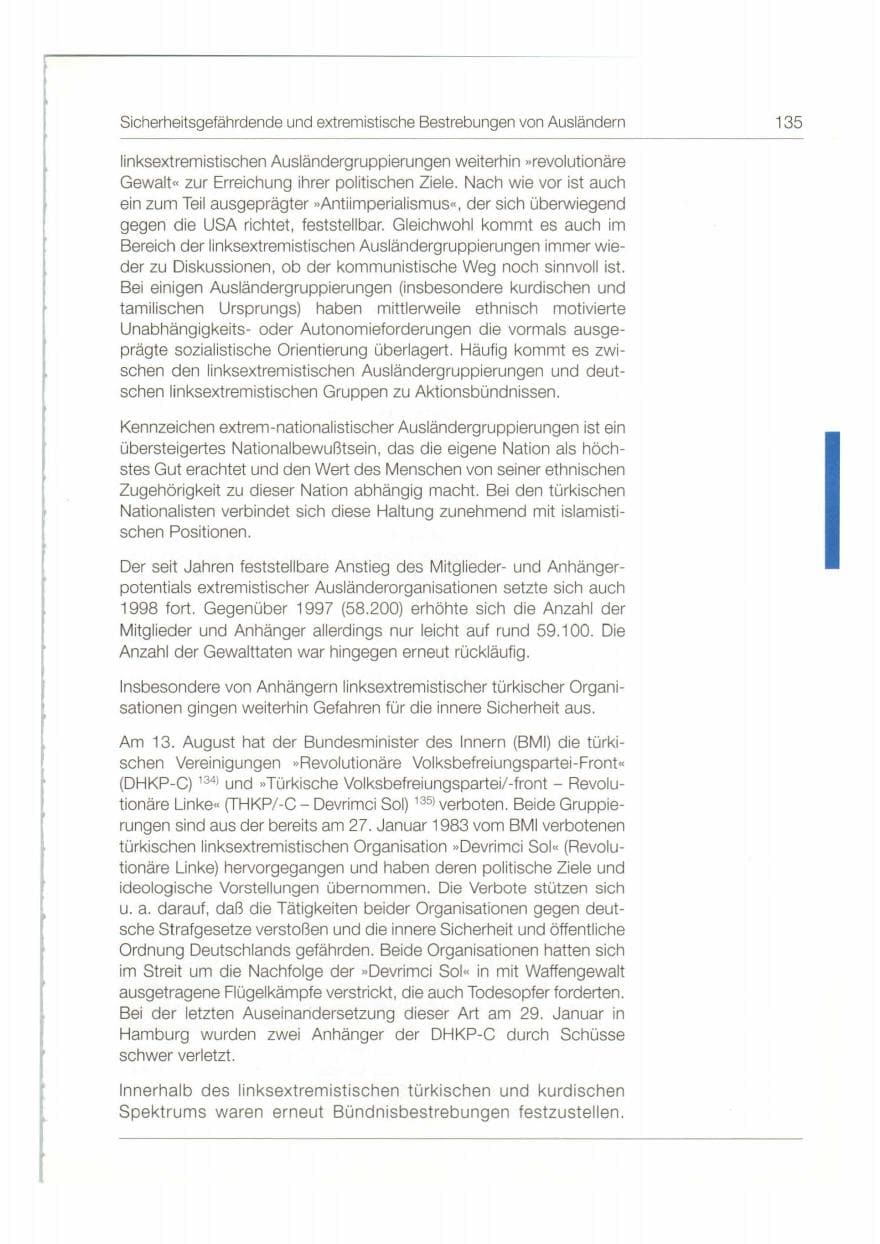 Seite 136 des Verfassungsschutzbericht 1998 Bund
