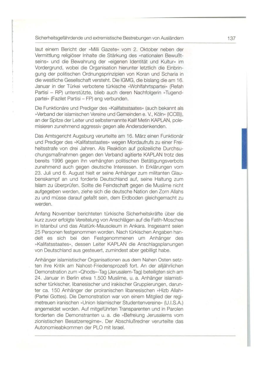 Seite 138 des Verfassungsschutzbericht 1998 Bund