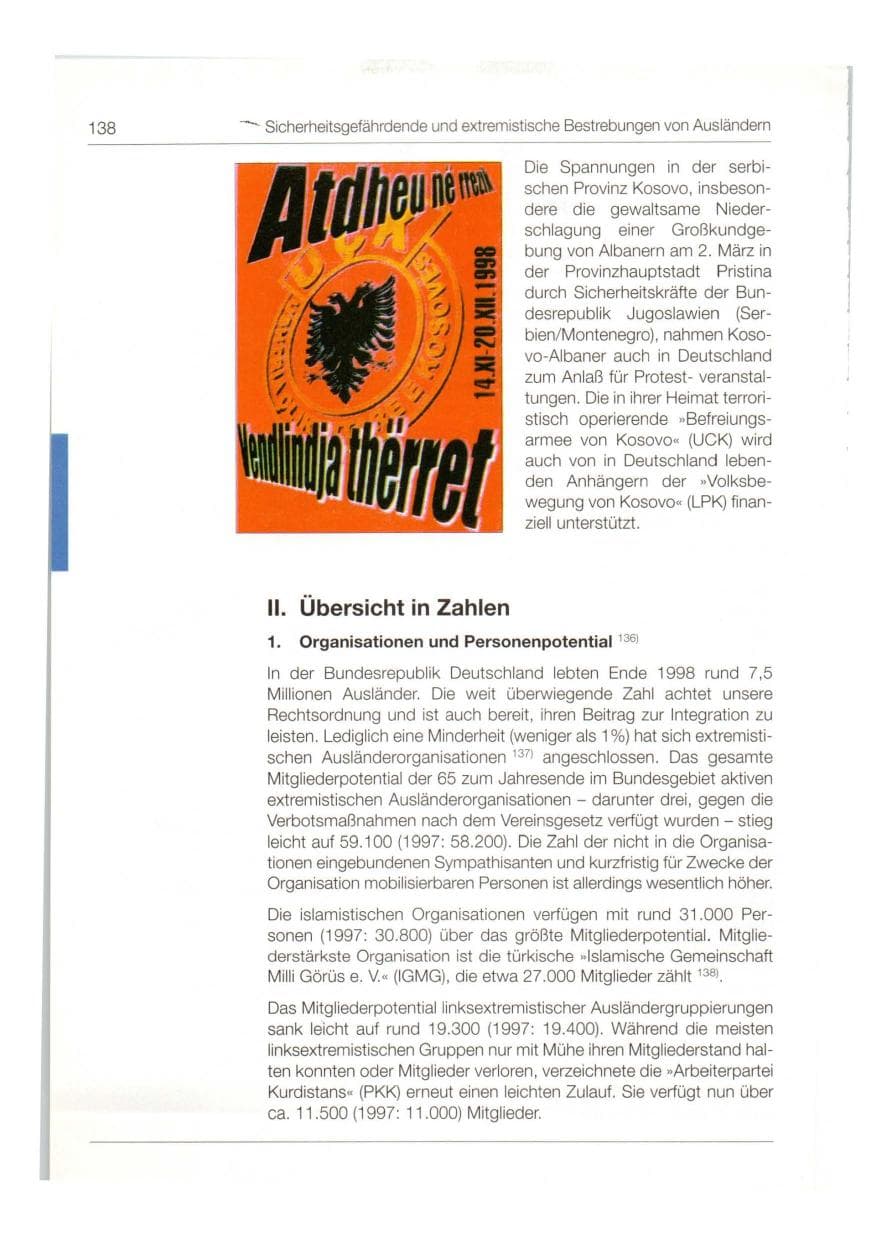 Seite 139 des Verfassungsschutzbericht 1998 Bund
