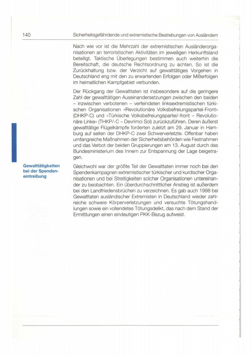 Seite 141 des Verfassungsschutzbericht 1998 Bund