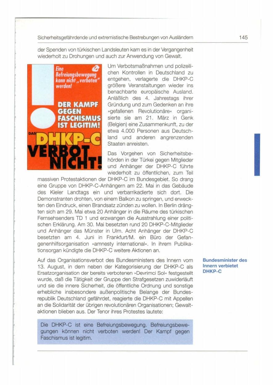 Seite 146 des Verfassungsschutzbericht 1998 Bund