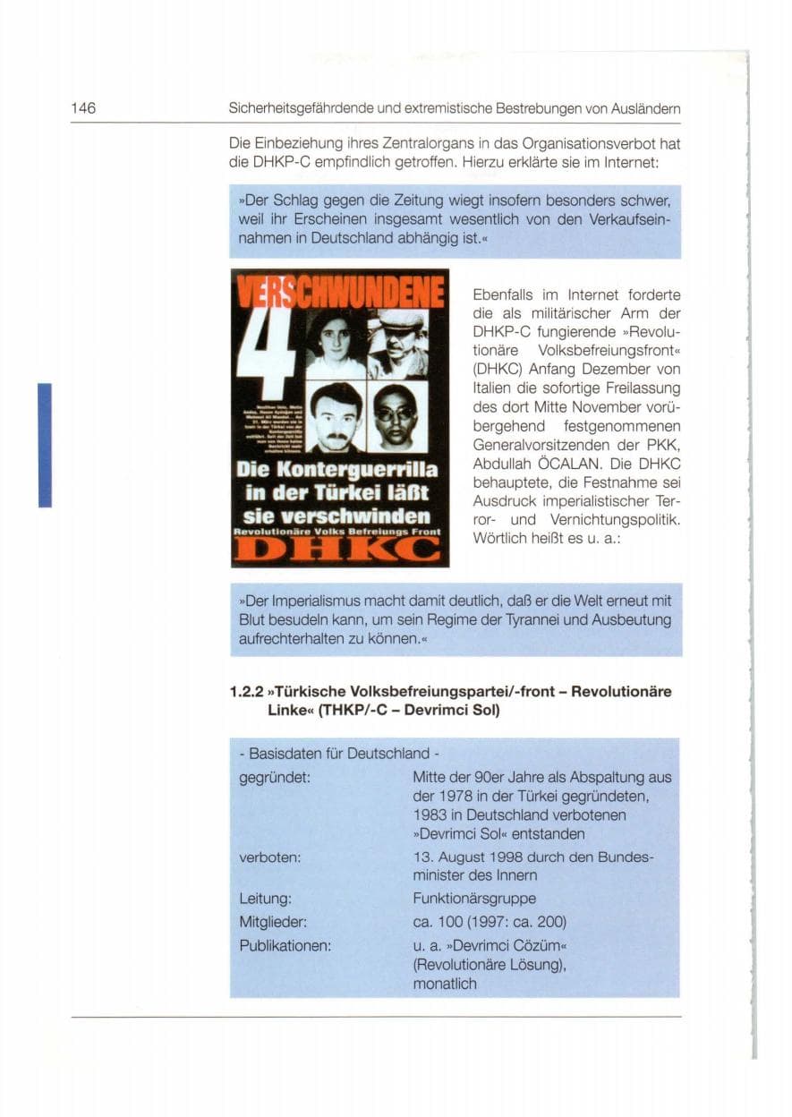 Seite 147 des Verfassungsschutzbericht 1998 Bund