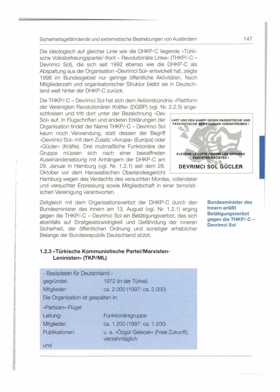 Seite 148 des Verfassungsschutzbericht 1998 Bund