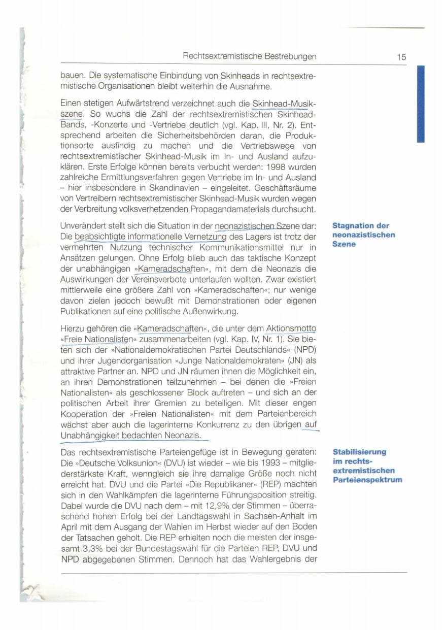 Seite 16 des Verfassungsschutzbericht 1998 Bund