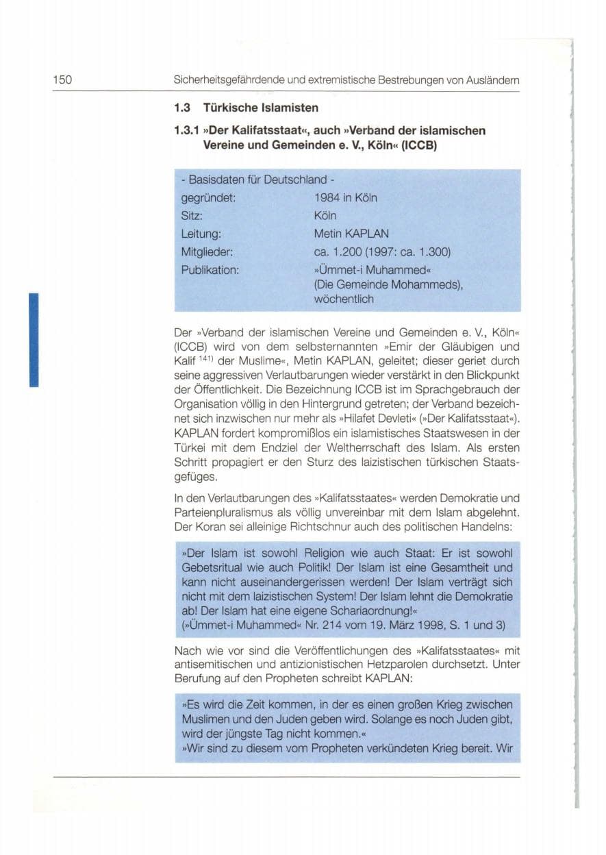 Seite 151 des Verfassungsschutzbericht 1998 Bund