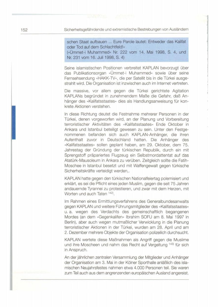 Seite 153 des Verfassungsschutzbericht 1998 Bund