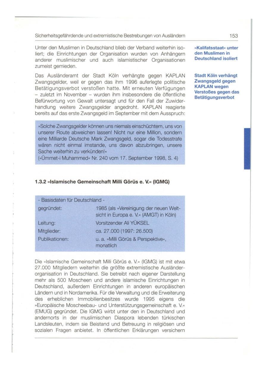 Seite 154 des Verfassungsschutzbericht 1998 Bund