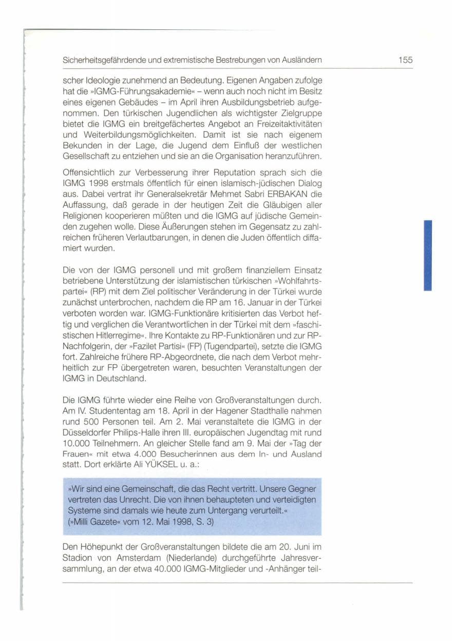 Seite 156 des Verfassungsschutzbericht 1998 Bund