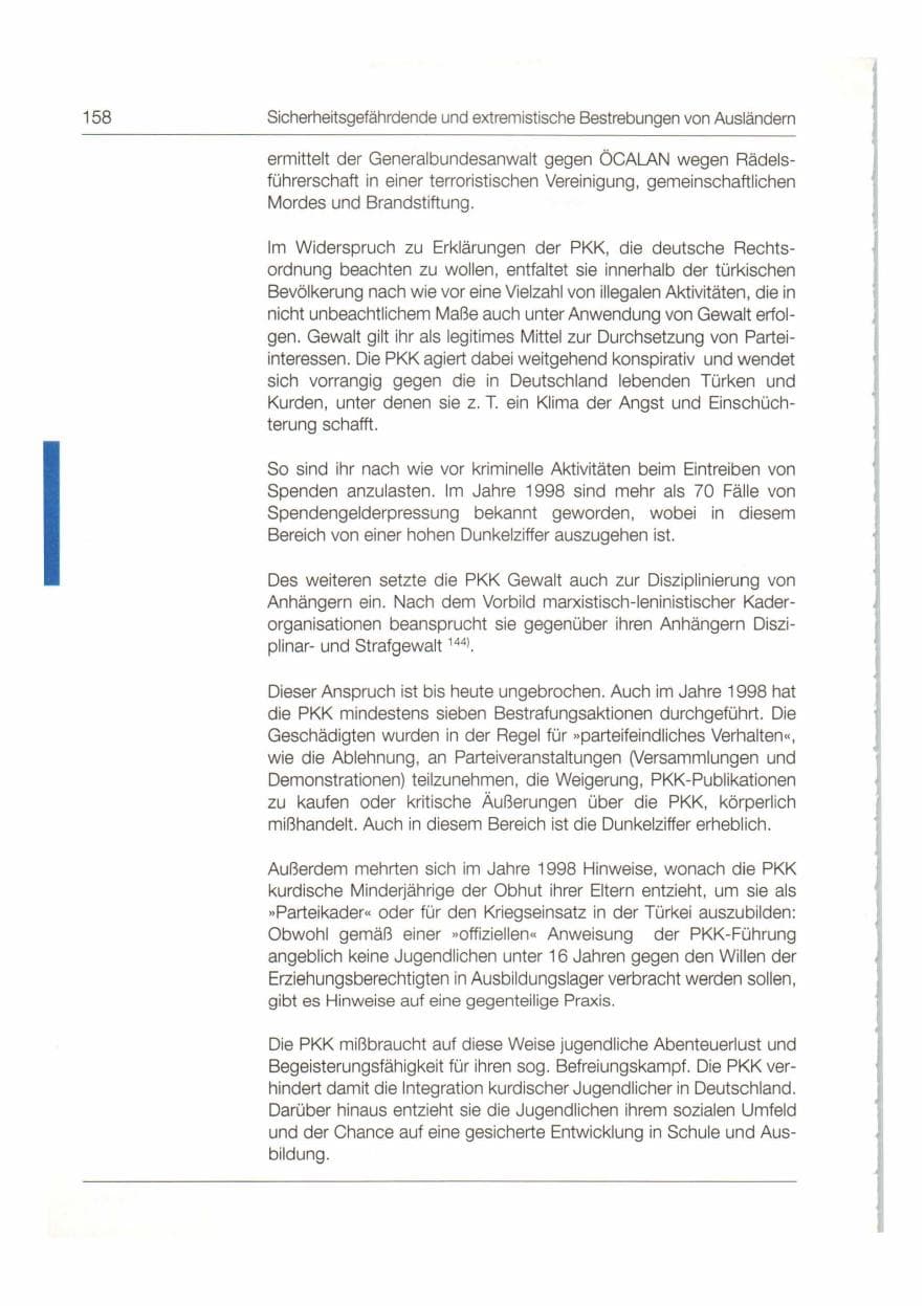 Seite 159 des Verfassungsschutzbericht 1998 Bund