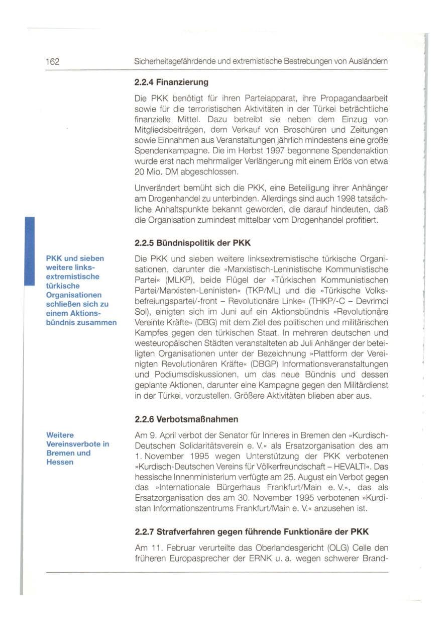 Seite 163 des Verfassungsschutzbericht 1998 Bund