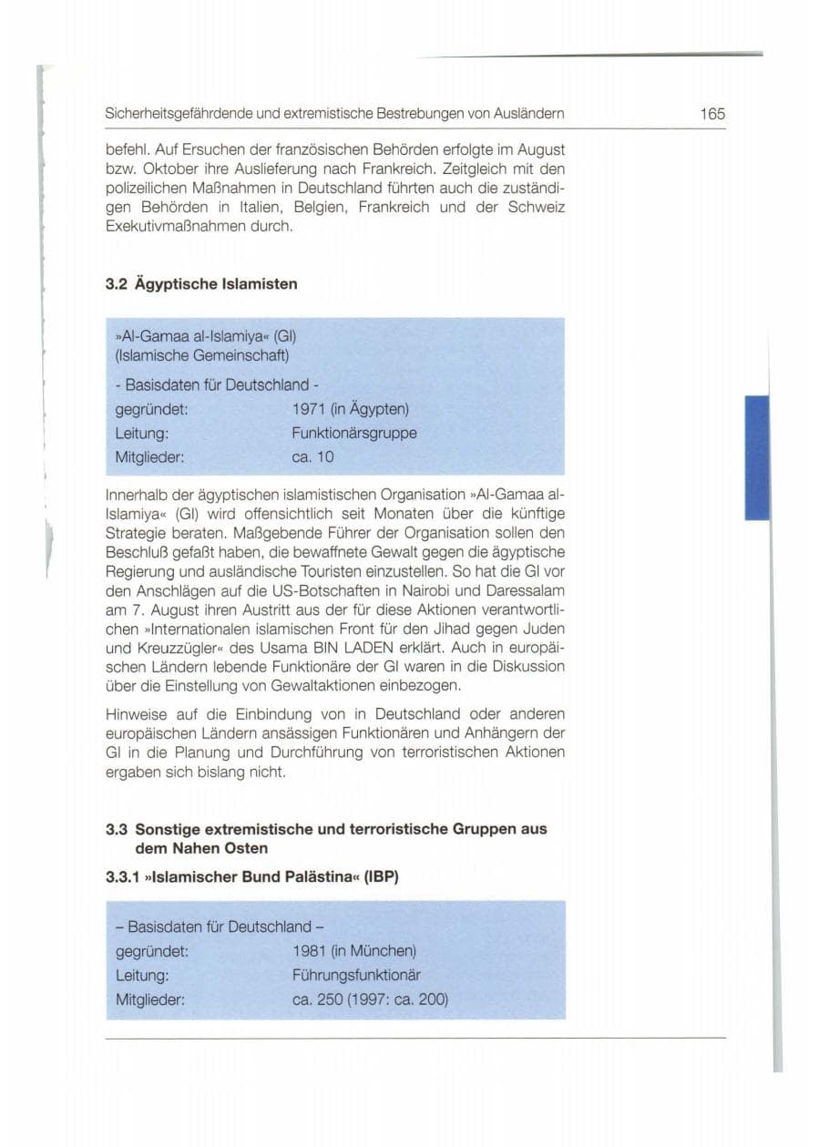 Seite 166 des Verfassungsschutzbericht 1998 Bund