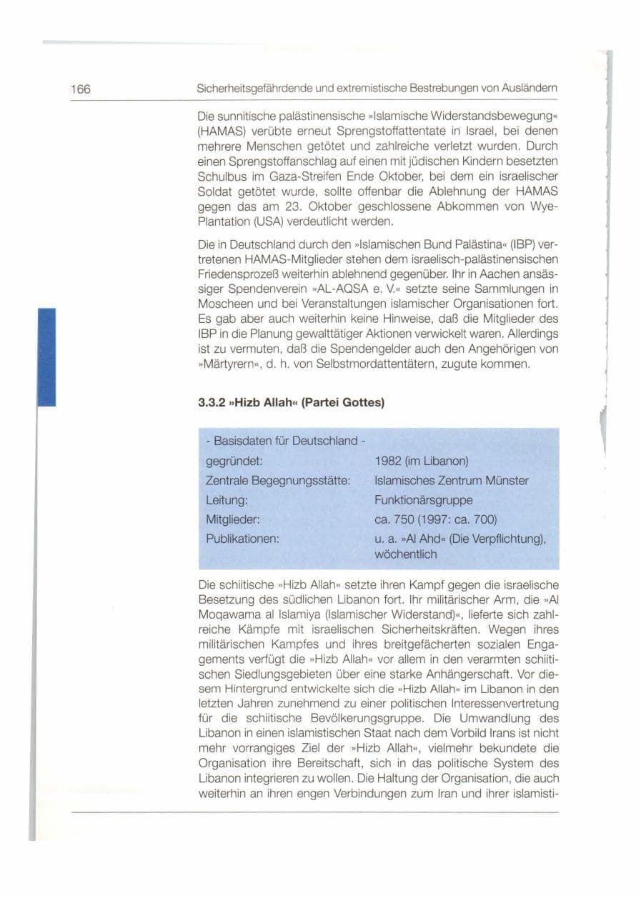 Seite 167 des Verfassungsschutzbericht 1998 Bund