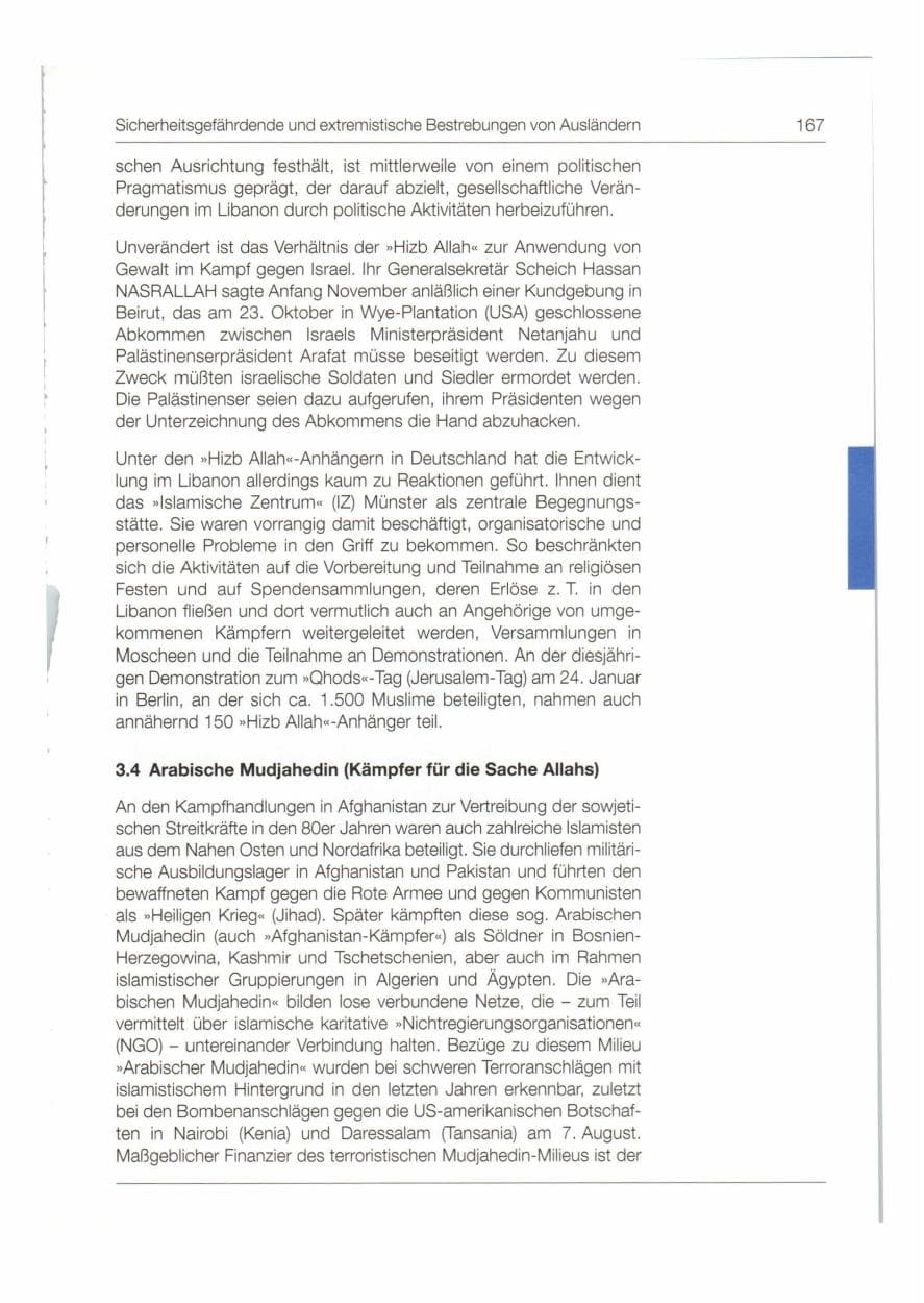 Seite 168 des Verfassungsschutzbericht 1998 Bund