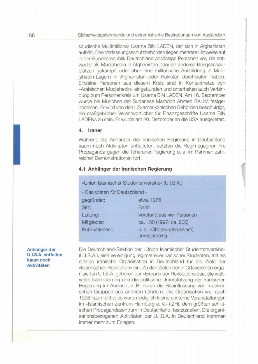 Seite 169 des Verfassungsschutzbericht 1998 Bund