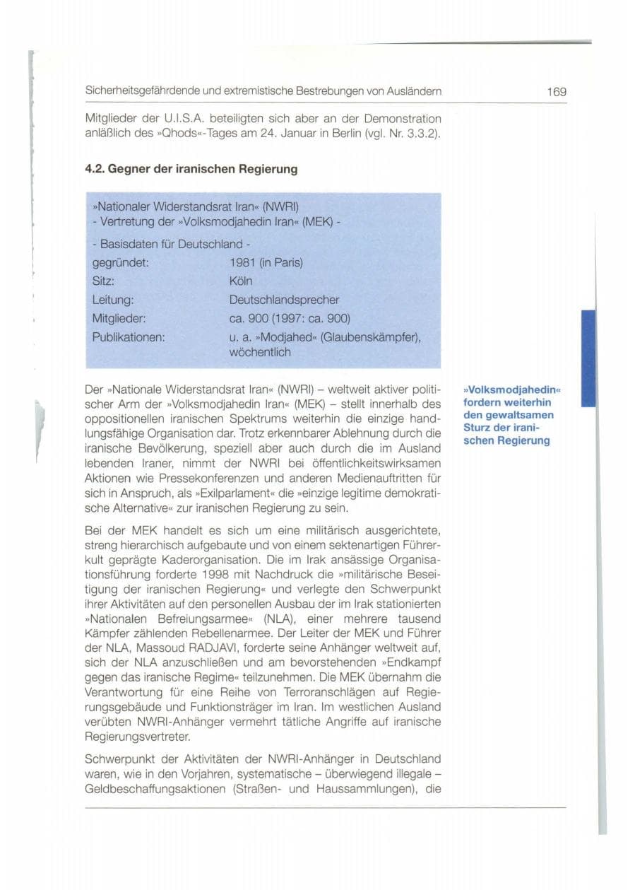 Seite 170 des Verfassungsschutzbericht 1998 Bund