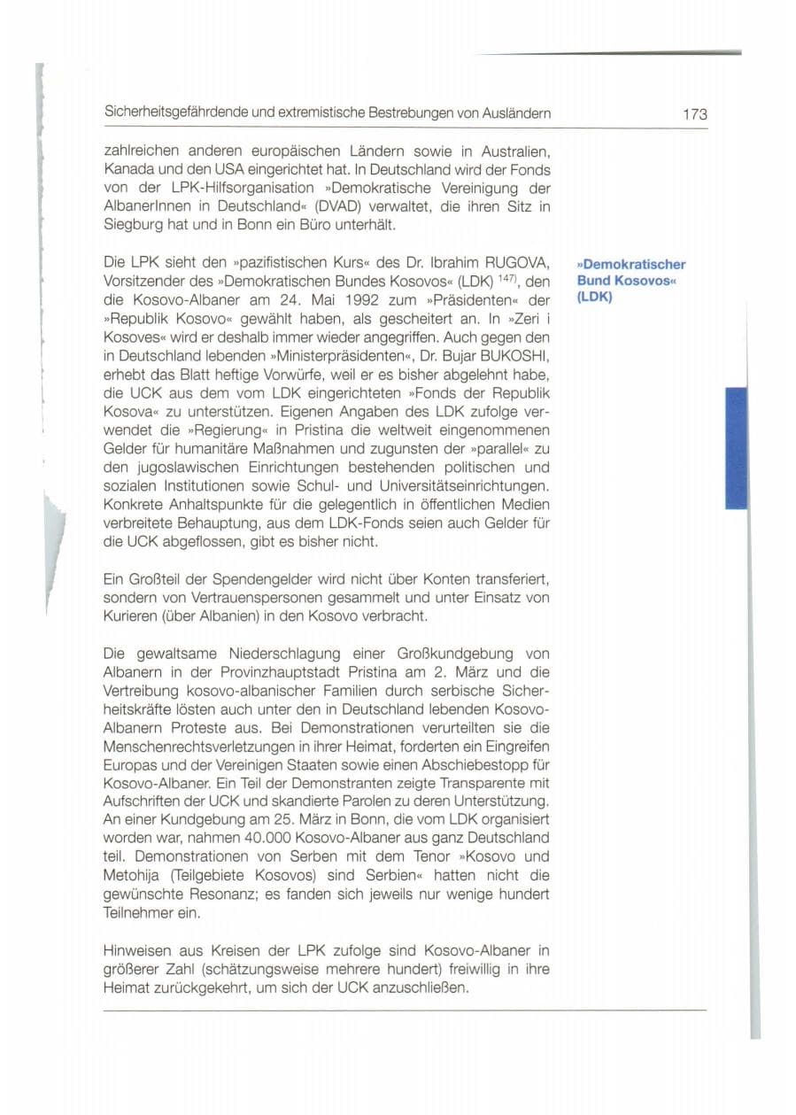 Seite 174 des Verfassungsschutzbericht 1998 Bund