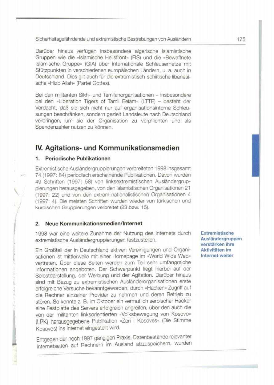 Seite 176 des Verfassungsschutzbericht 1998 Bund