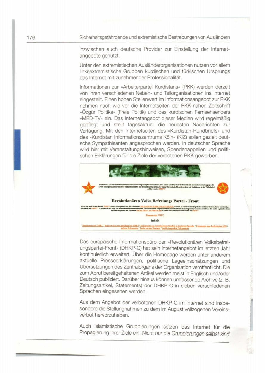 Seite 177 des Verfassungsschutzbericht 1998 Bund