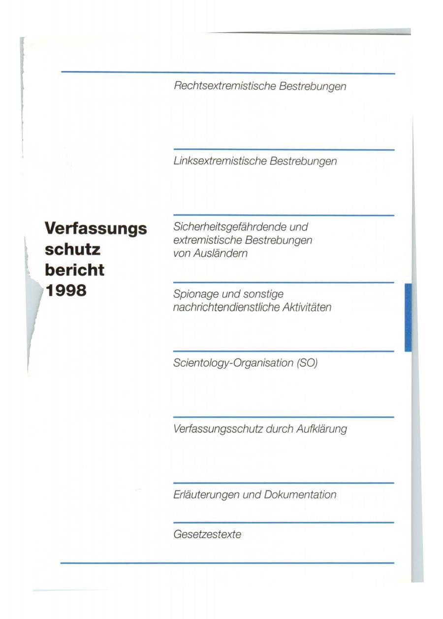 Seite 180 des Verfassungsschutzbericht 1998 Bund