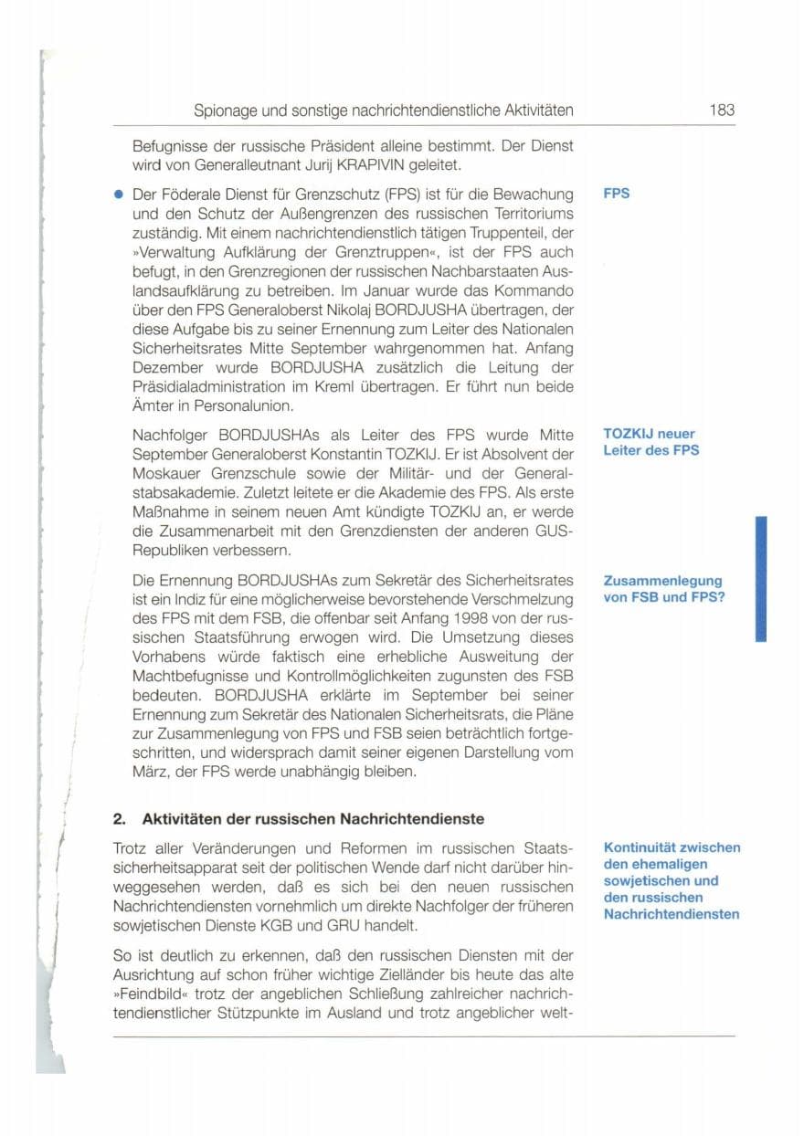 Seite 184 des Verfassungsschutzbericht 1998 Bund