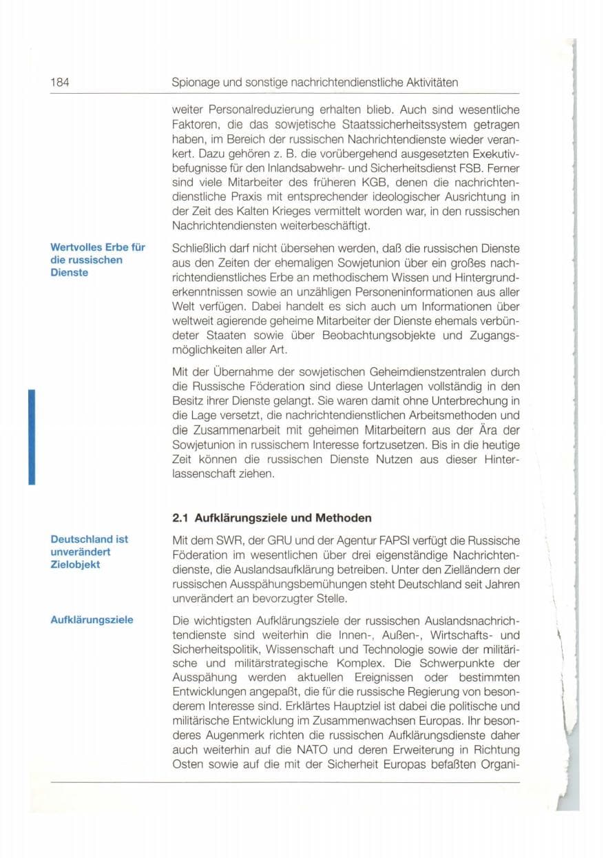 Seite 185 des Verfassungsschutzbericht 1998 Bund