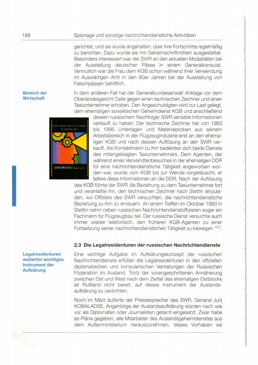 Seite 189 des Verfassungsschutzbericht 1998 Bund