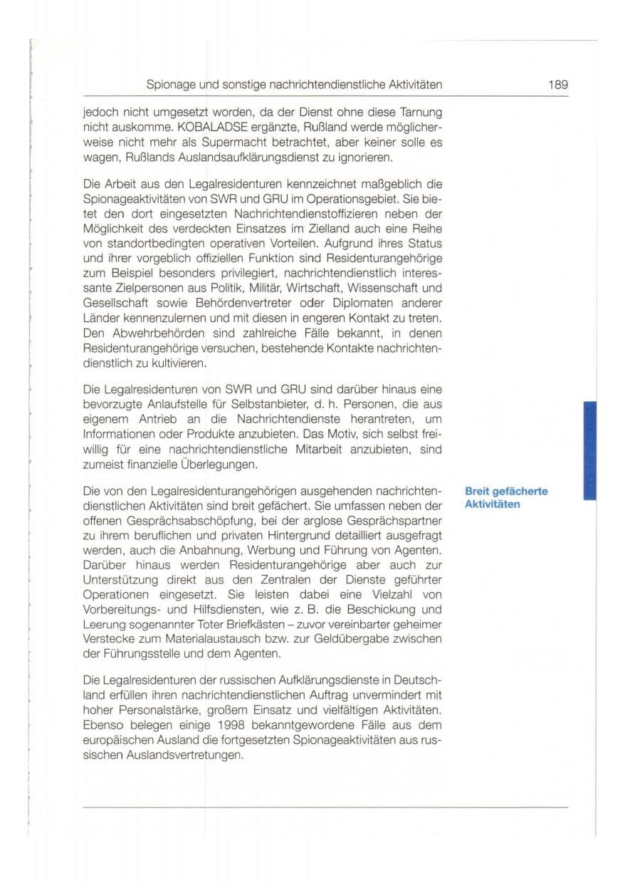 Seite 190 des Verfassungsschutzbericht 1998 Bund