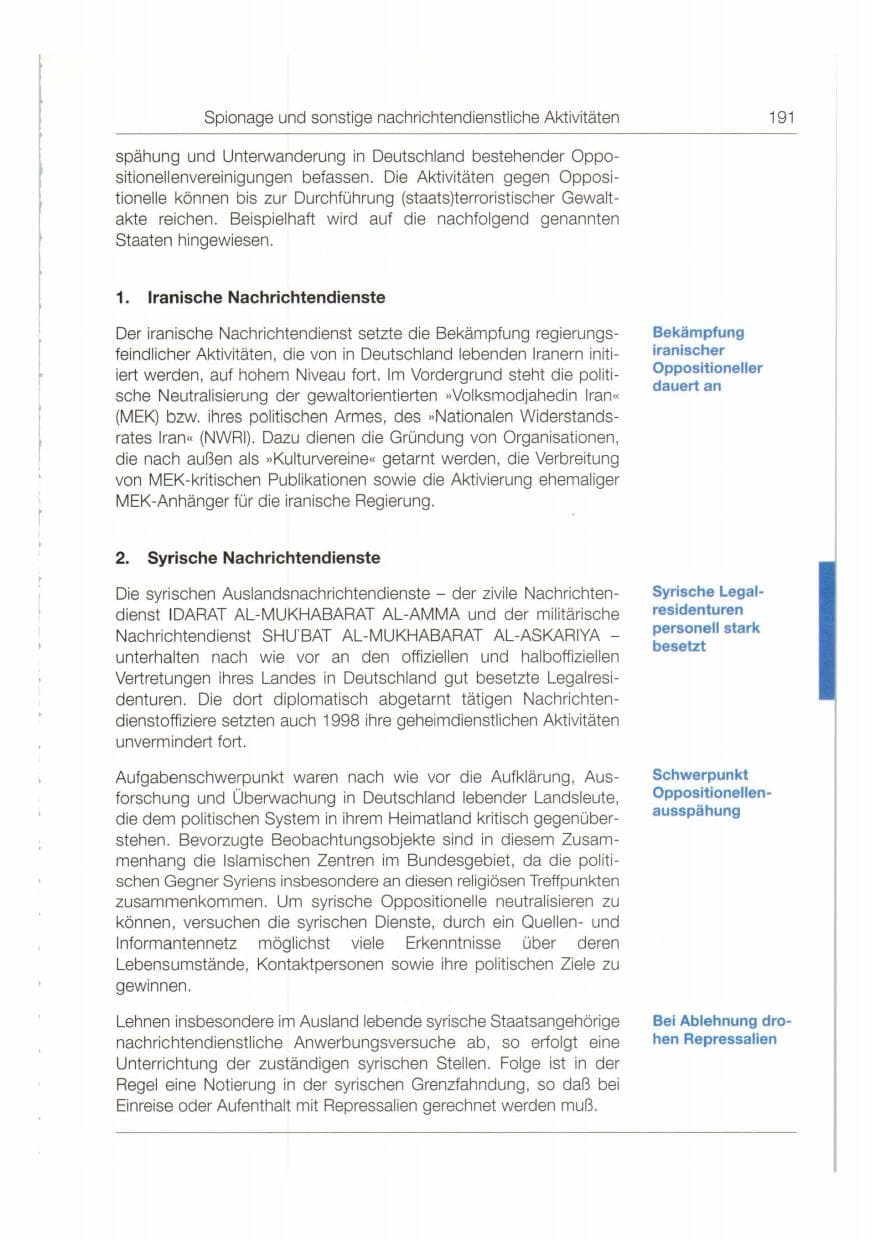 Seite 192 des Verfassungsschutzbericht 1998 Bund