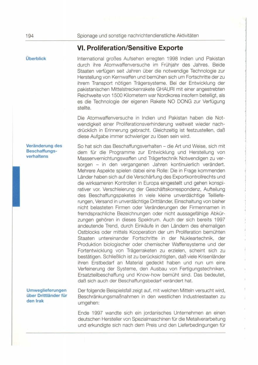 Seite 195 des Verfassungsschutzbericht 1998 Bund