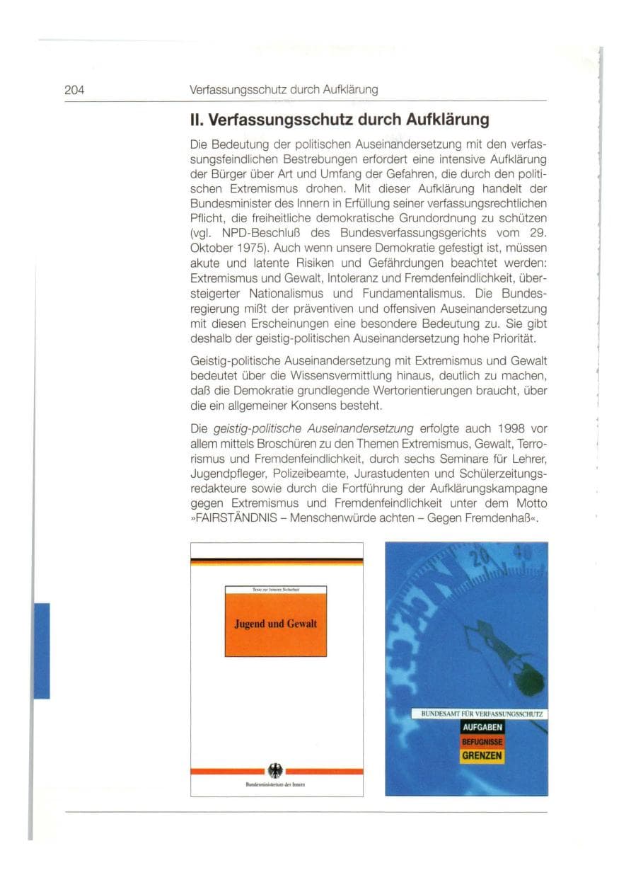 Seite 205 des Verfassungsschutzbericht 1998 Bund