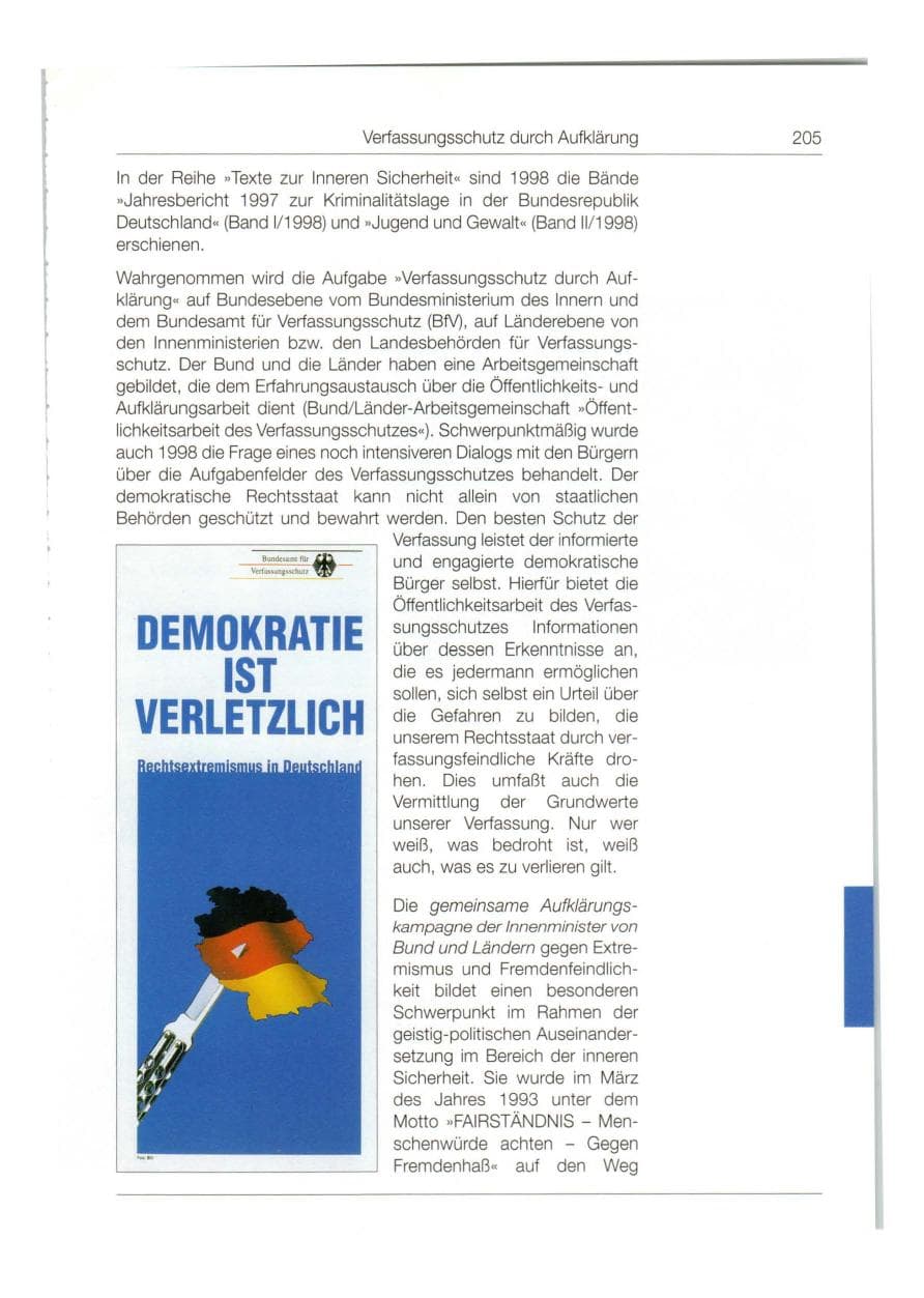 Seite 206 des Verfassungsschutzbericht 1998 Bund
