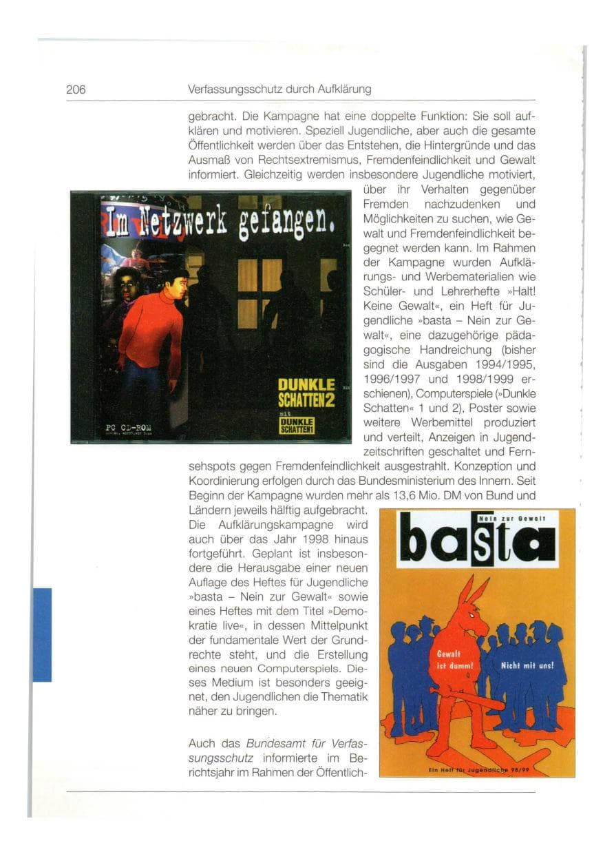 Seite 207 des Verfassungsschutzbericht 1998 Bund