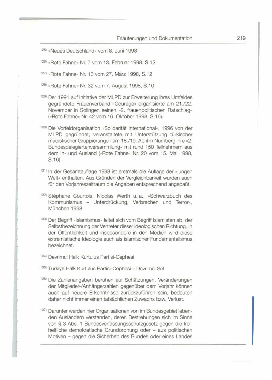 Seite 220 des Verfassungsschutzbericht 1998 Bund