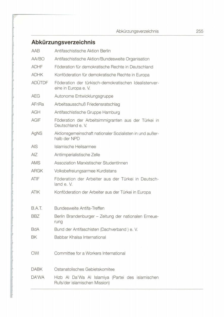 Seite 256 des Verfassungsschutzbericht 1998 Bund