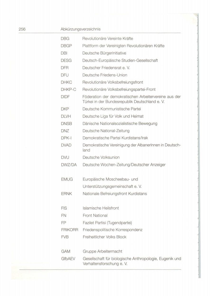 Seite 257 des Verfassungsschutzbericht 1998 Bund