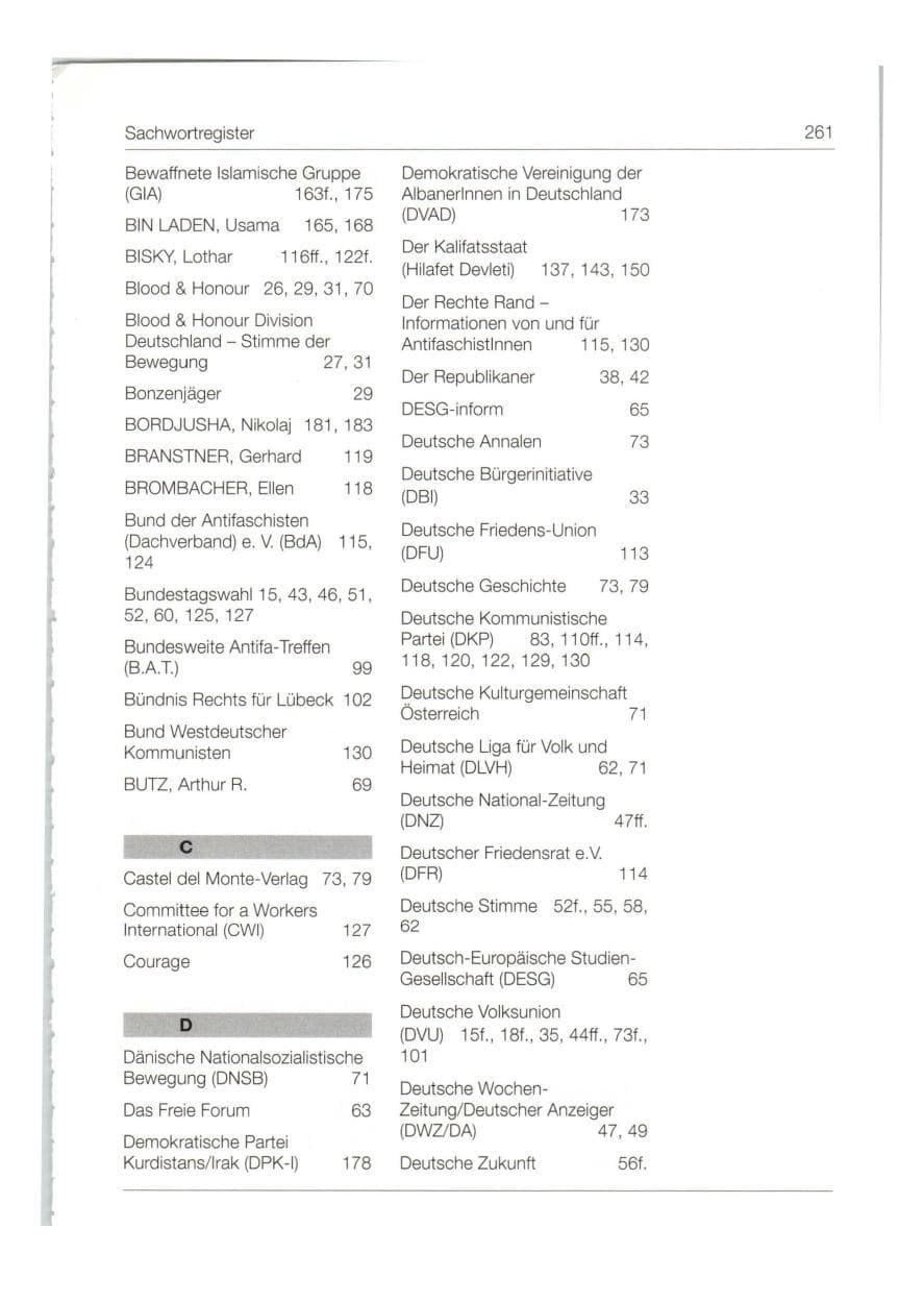 Seite 262 des Verfassungsschutzbericht 1998 Bund