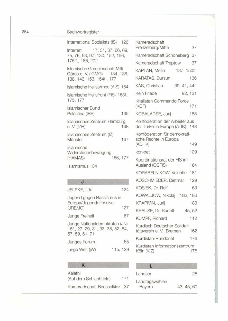 Seite 265 des Verfassungsschutzbericht 1998 Bund