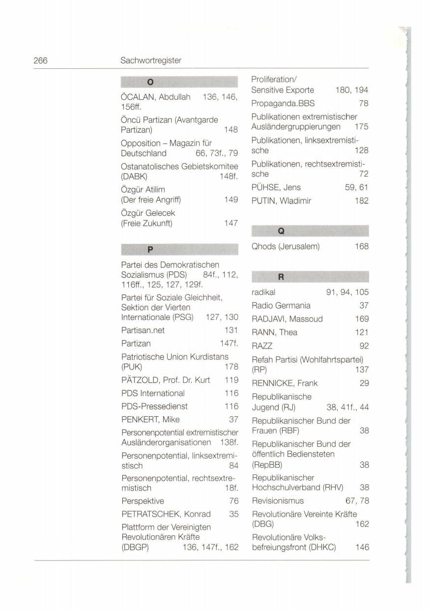 Seite 267 des Verfassungsschutzbericht 1998 Bund