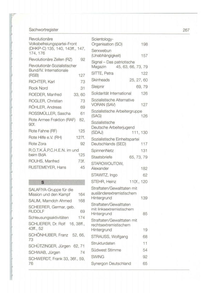 Seite 268 des Verfassungsschutzbericht 1998 Bund
